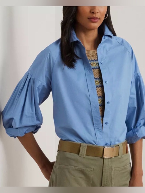 Lauren Ralph Lauren Tops - Lauren Ralph Lauren
Women's Cotton Poplin Blouson-Sleeve Shirt